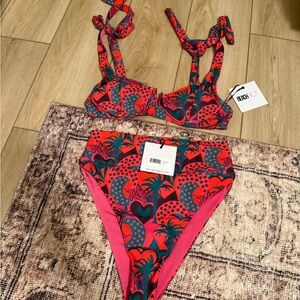 Beach Riot Tropical Red and Pink Bikini